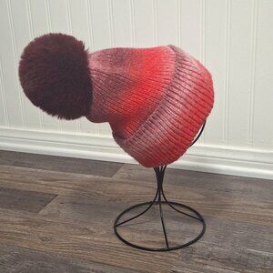 Norla Canada Pom Pom Beanie Striped Knit Sz O/S Alpaca Wool Boho Cabincore Artsy